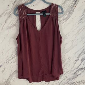 Rue21 Maroon Sleeveless Blouse with Studded Shoulders
